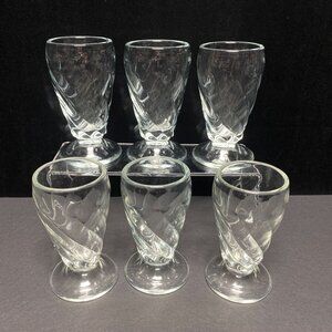 Vintage Swirl Optic Parfait Sundae Glasses Set Of 6 Double Wall